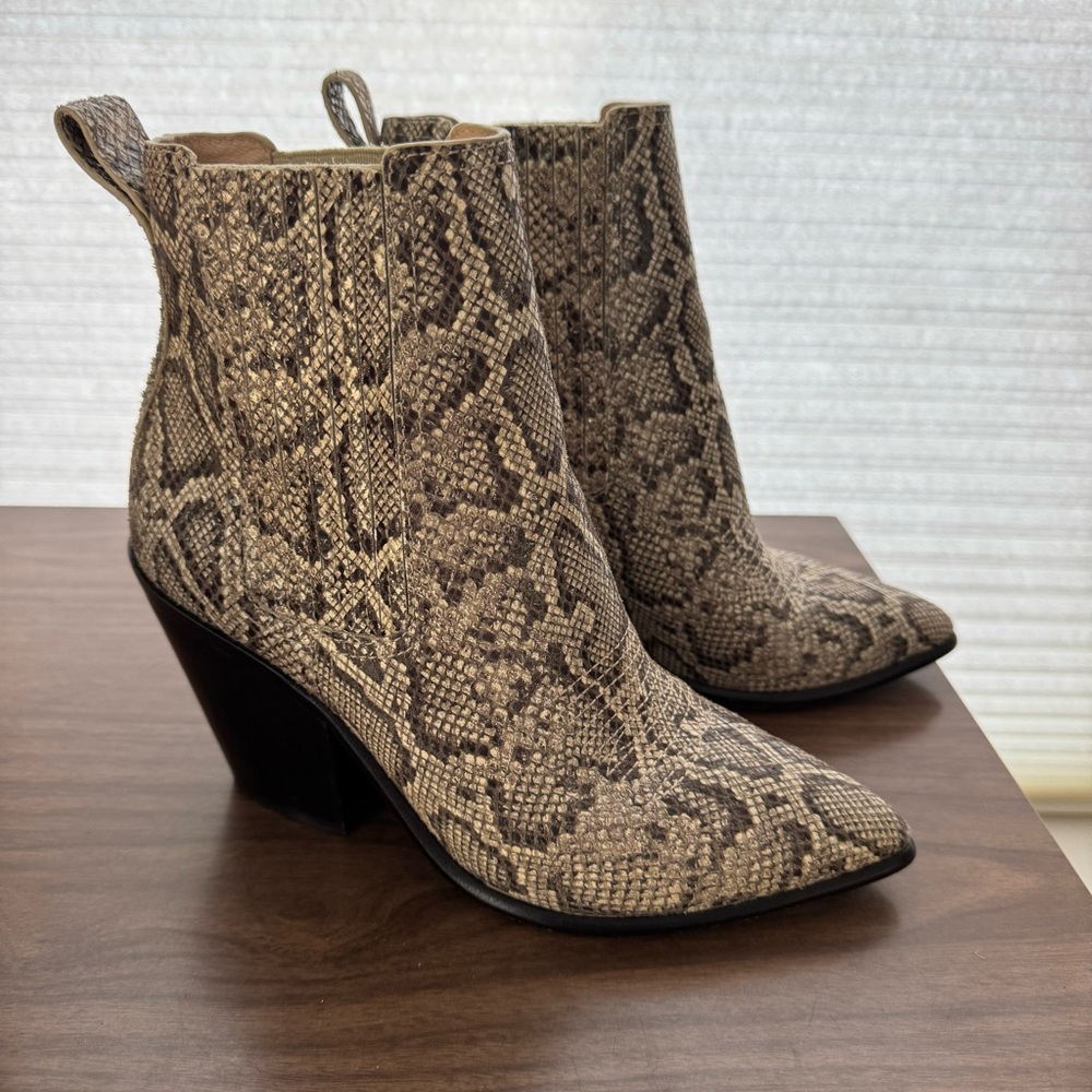 Loeffler Randall Brown Snakeskin Ankle Boots